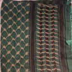 Keffieh palestinien Original vert foncé à rayures dorés