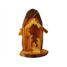 Ornement en bois d'olivier avec crèche